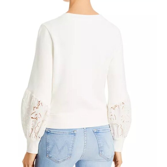 PAIGE Cotton Eyelet Sweatshirt | Size Medium - Picture 3 of 12